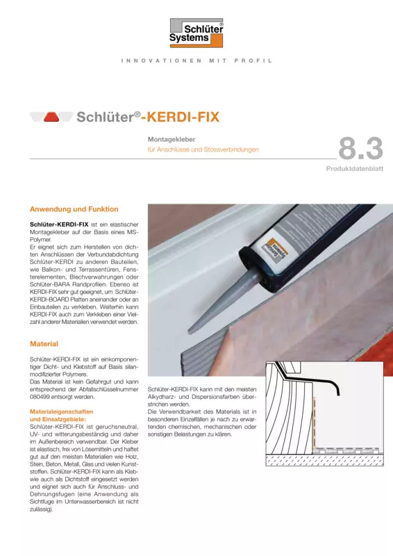 Schlüter-KERDI-FIX | Produktdatenblatt 8.3