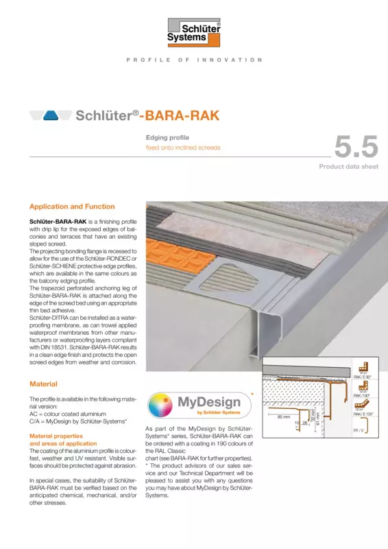 Schlüter-BARA-RAK | Product data sheet 5.5