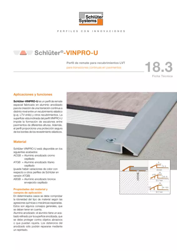Schlüter-VINPRO-U | Ficha Técnica 18.3