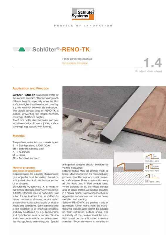 Schlüter-RENO-TK | Product data sheet 1.4