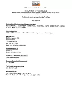 Schlüter-DITRA DoP-009 - Declaration of performance