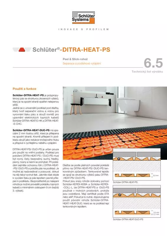 Schlüter-DITRA-HEAT-PS | Technický list výrobku 6.5