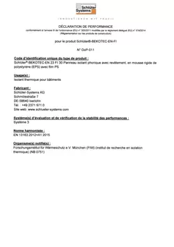 Schlüter-BEKOTEC-EN-FI DoP-011 – Déclaration de performance