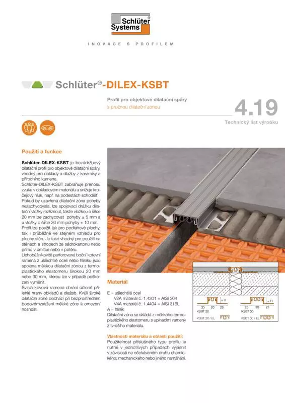 Schlüter-DILEX-KSBT | Technický list výrobku 4.19