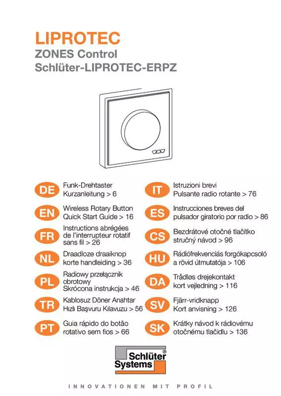 Schlüter-LIPROTEC-ERPZ Zones Control: Instructions abrégées de l’interrupteur rotatif sans fil