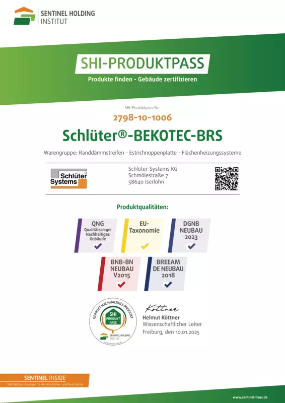Schlüter-BEKOTEC-BRS - SHI-Produktpass