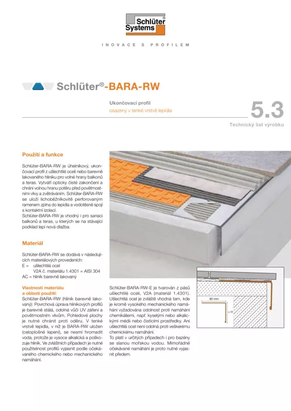 Schlüter-BARA-RW | Technický list výrobku 5.3