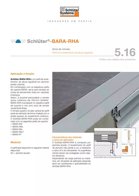 Schlüter-BARA-RHA | Ficha de dados do produto 5.16