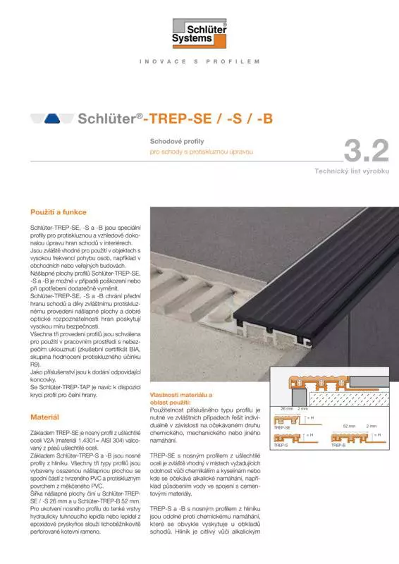 Schlüter-TREP-SE /-S /-B | Technický list výrobku 3.2