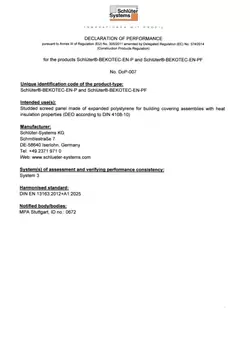 Schlüter-BEKOTEC-EN-P /-EN-PF DoP-007 – Declaration of performance