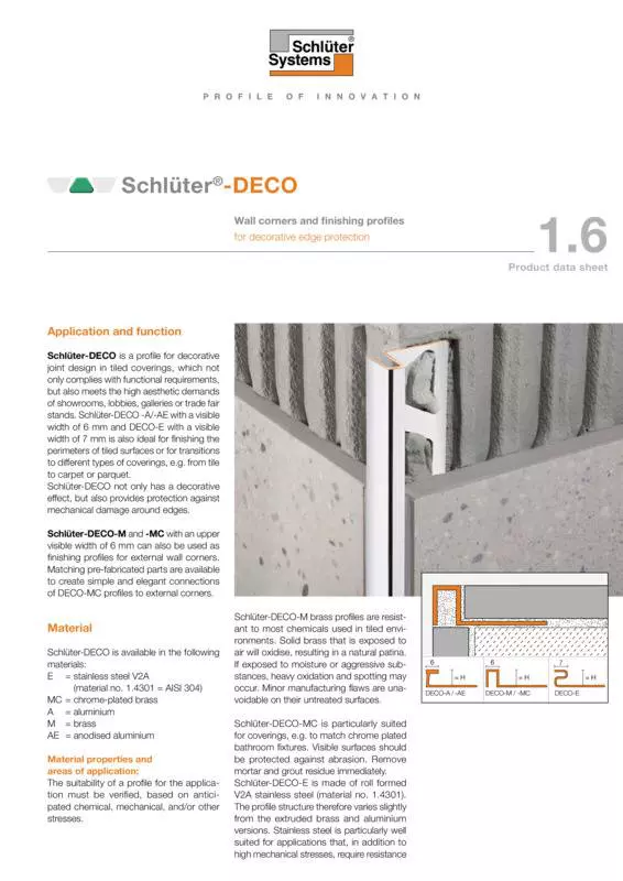 Schlüter-DECO | Product data sheet 1.6