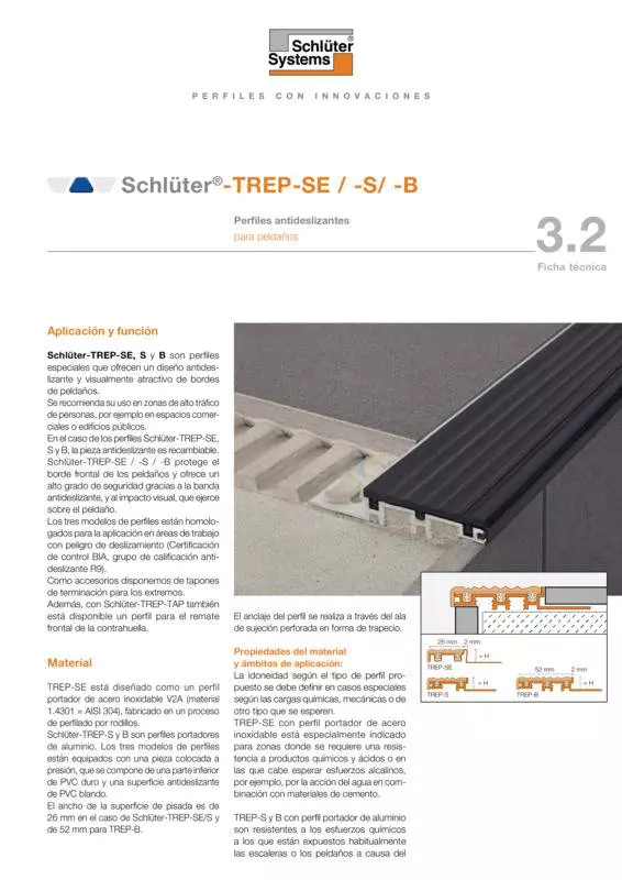 Schlüter-TREP-SE /-S /-B | Ficha Técnica 3.2