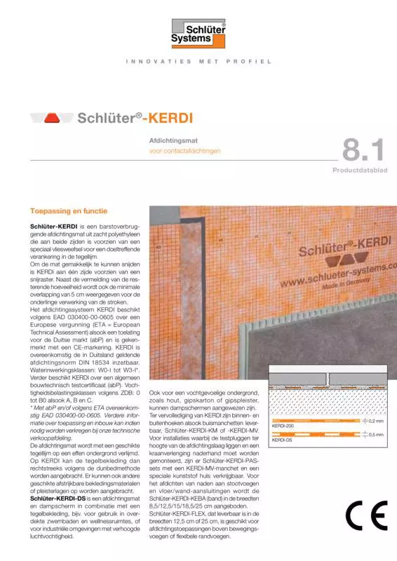 Schlüter-KERDI | Productdatablad 8.1
