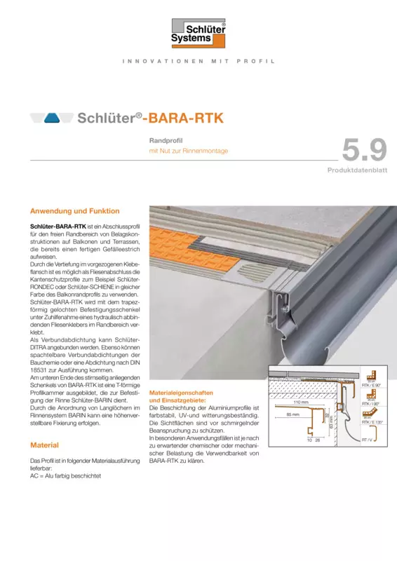 Schlüter-BARA-RTK | Produktdatenblatt 5.9