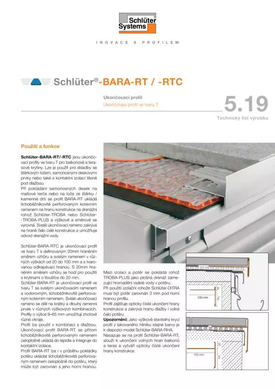 Schlüter-BARA-RT /-RTC | Technický list výrobku 5.19