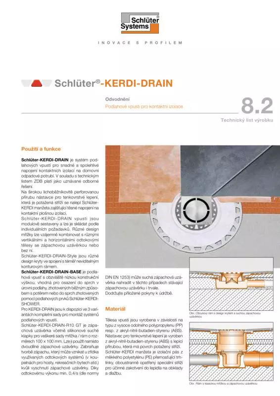 Schlüter-KERDI-DRAIN | Technický list výrobku 8.2