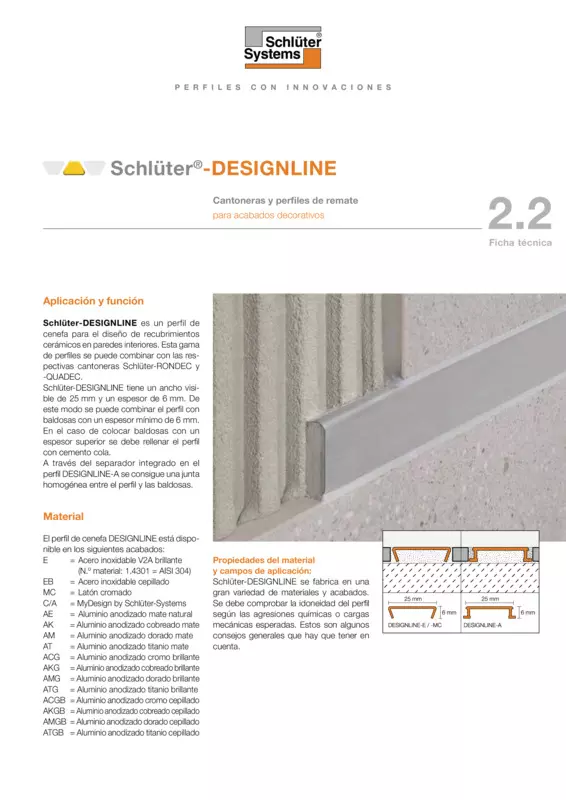 Schlüter-DESIGNLINE | Ficha Técnica 2.2