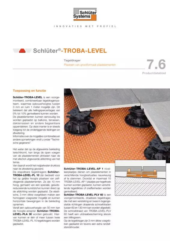Schlüter-TROBA-LEVEL | Productdatablad 7.6