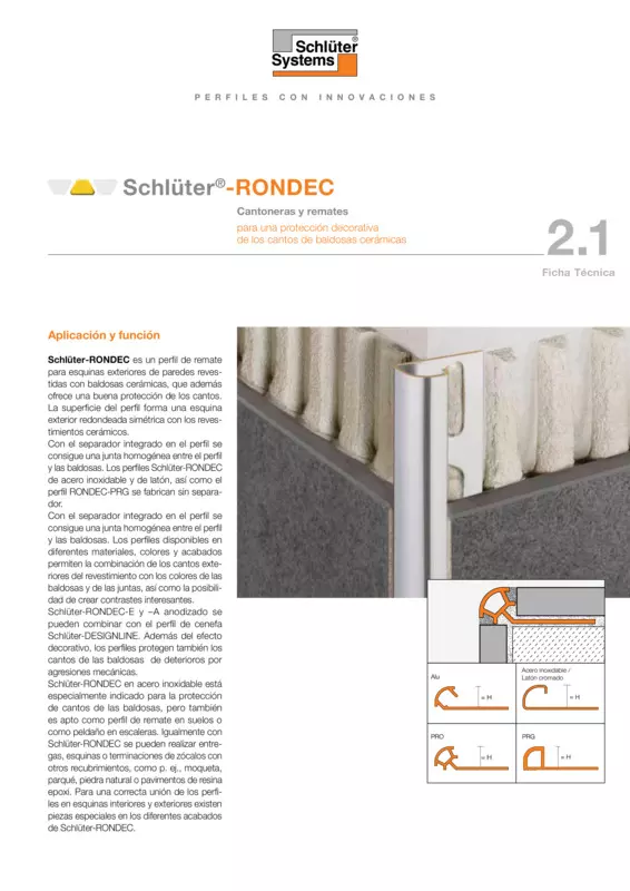Schlüter-RONDEC | Ficha Técnica 2.1