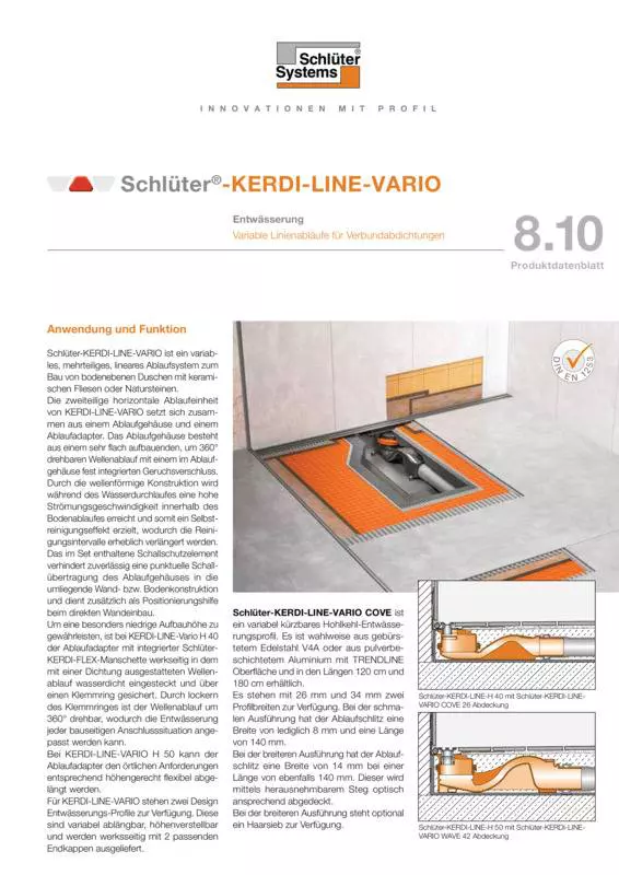Schlüter-KERDI-LINE-VARIO | Produktdatenblatt 8.10