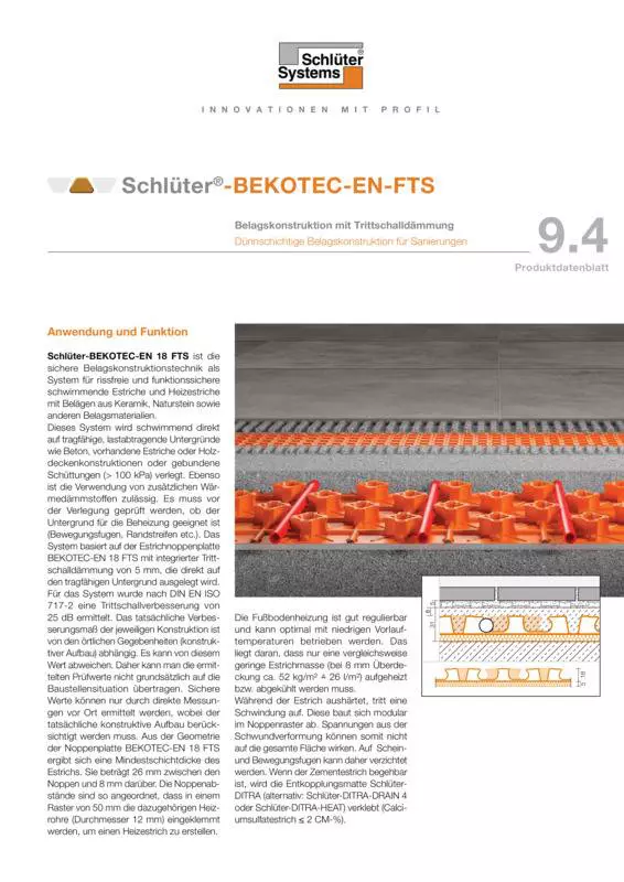 Schlüter-BEKOTEC-EN 18 FTS | Produktdatenblatt 9.4