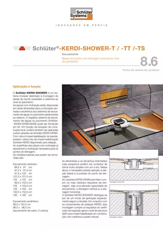 Schlüter-KERDI-SHOWER-T /-TT /-TS | Ficha de dados do produto 8.6