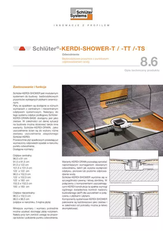 Schlüter-KERDI-SHOWER-T /-TT /-TS | Opis techniczny produktu 8.6