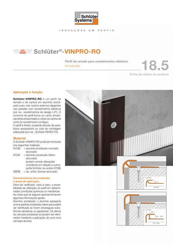 Schlüter-VINPRO-RO | Ficha de dados do produto 18.5