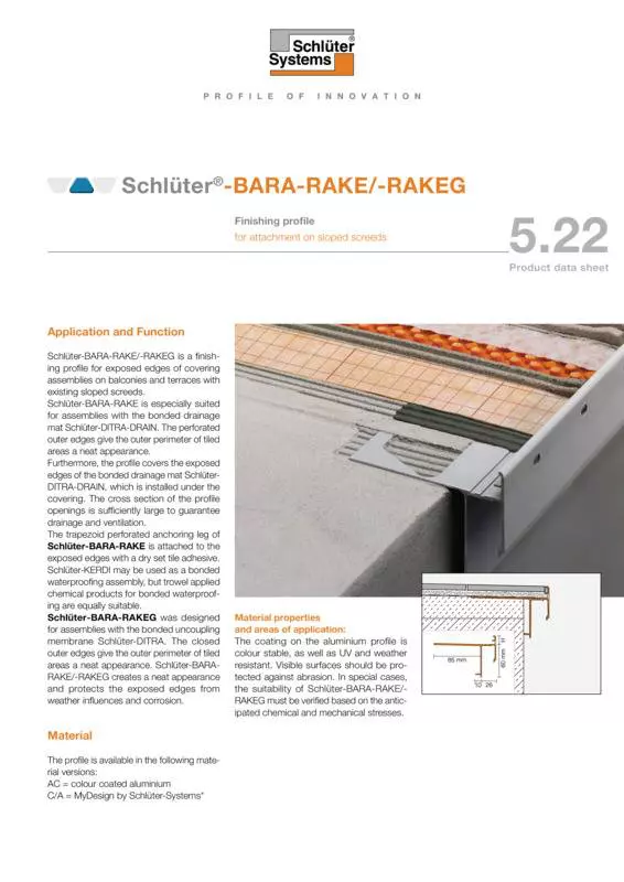 Schlüter-BARA-RAKE /-RAKEG | Product data sheet 5.22