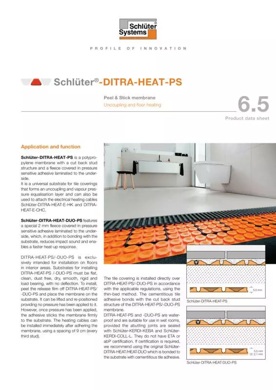 Schlüter-DITRA-HEAT-PS | Product data sheet 6.5