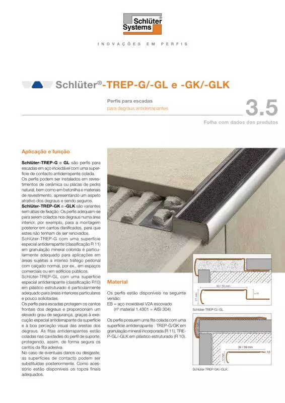 Schlüter-TREP-G /-GL e -GK /-GLK | Ficha de dados do produto 3.5