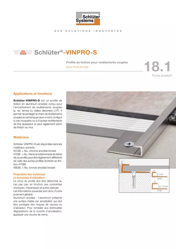Schlüter-VINPRO-S | Fiche produit 18.1