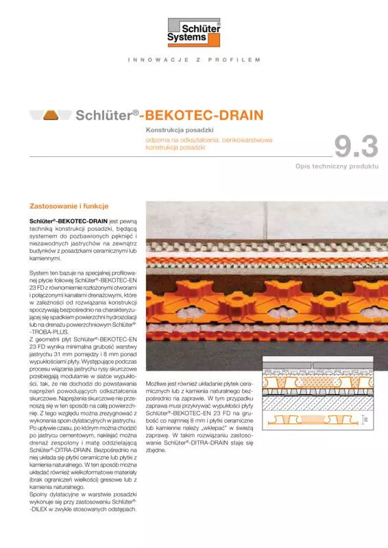 Schlüter-BEKOTEC-DRAIN | Opis techniczny produktu 9.3