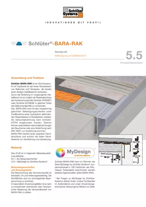 Schlüter-BARA-RAK | Produktdatenblatt 5.5