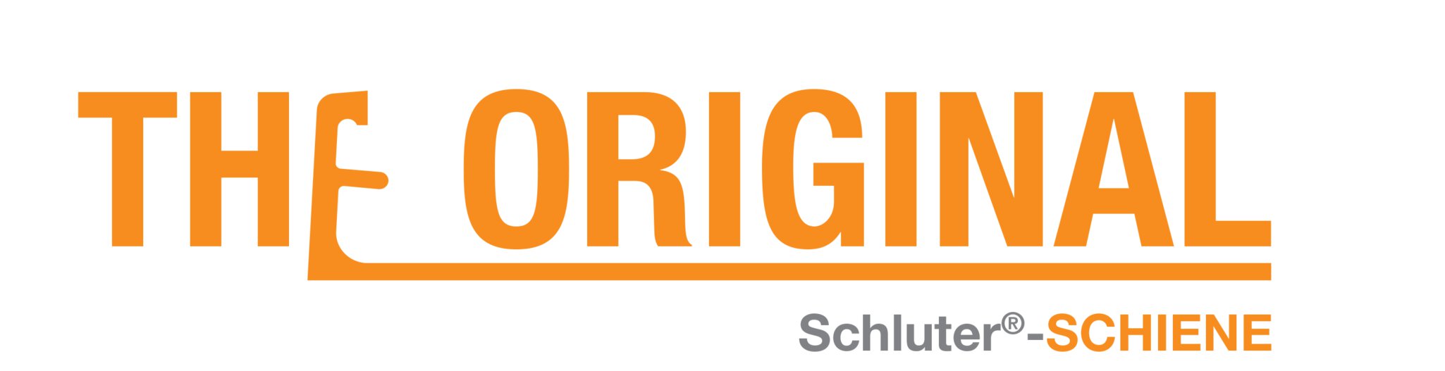 Logo anniversaire décoratif de Schluter Systems avec le slogan « L'Original : Schluter Schiene ».