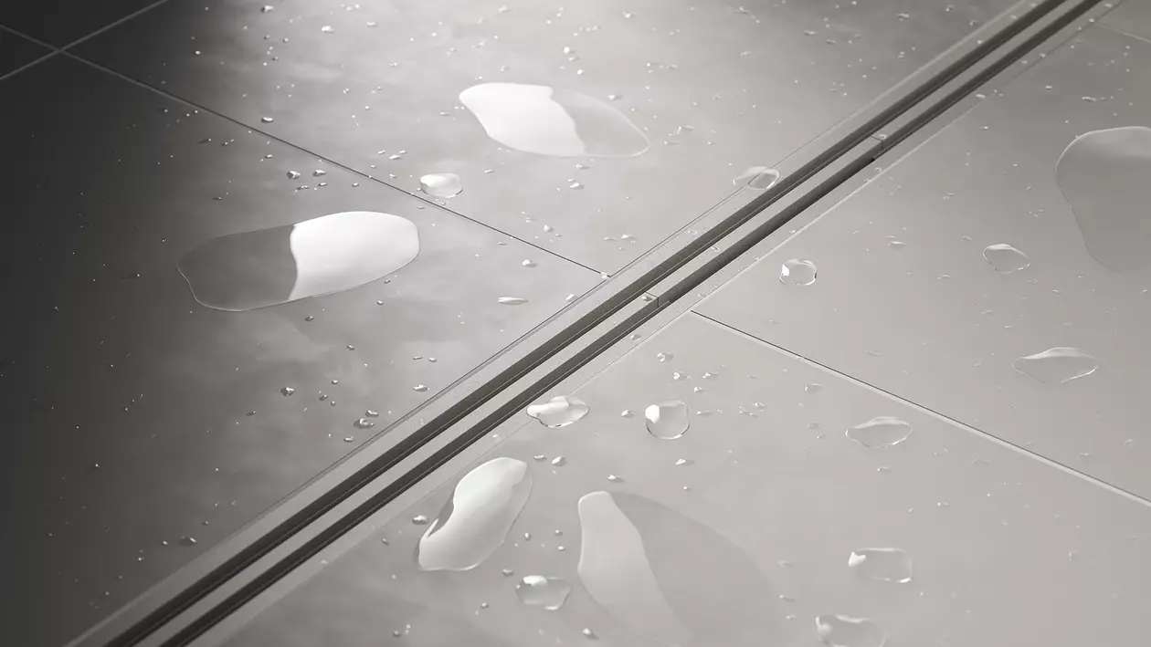 Ebenerdige Dusche mit Entw&auml;sserungsrinne Schl&uuml;ter-KERDI-LINE-VARIO
