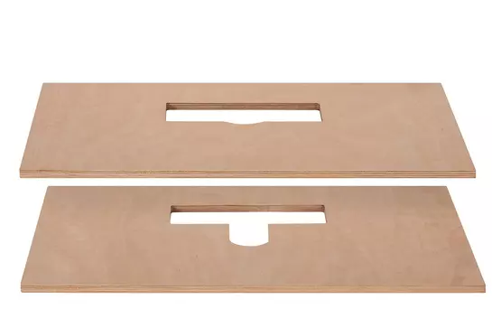 Product image of Schlüter-KERDI-LINE-F-G3 timber accessory set for installing the drainage channel Schlüter-KERDI-LINE-G3 in a suspended wooden ceiling.
