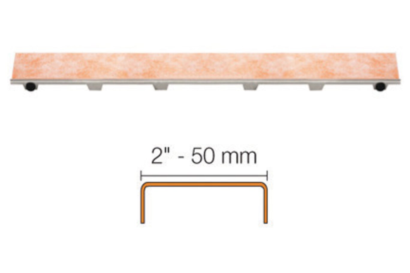 Schluter Kerdi-Line Linear Drain Channel Body – 32 Inch Center Outlet – KL1V60E80