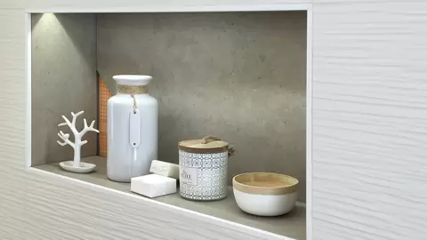Niche in a shower wall made of a Schl&uuml;ter-KERDI-BOARD-N set