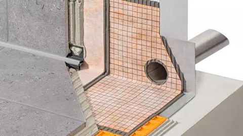 KERDI-DRAIN-SP-E in stainless steel - spouts for balconies