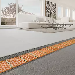 Moderne, lichte woonruimte met DITRA-HEAT-E.