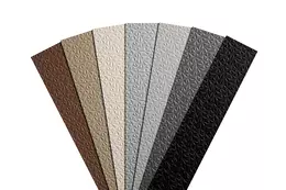 View of the seven colours available for the Schl&uuml;ter-TREP-V stair profile.