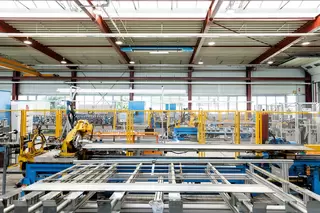 blau gelbe Fertigungsmaschine 