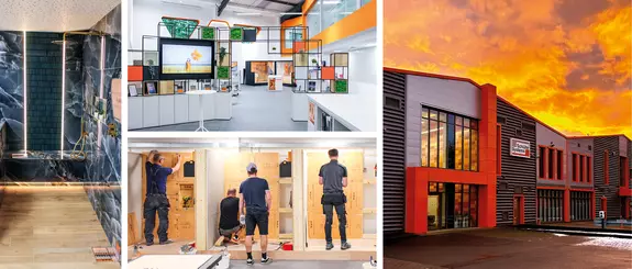 Collage of company facility images of Schl&uuml;ter-Systems Ltd in Coalville, Leicestershire