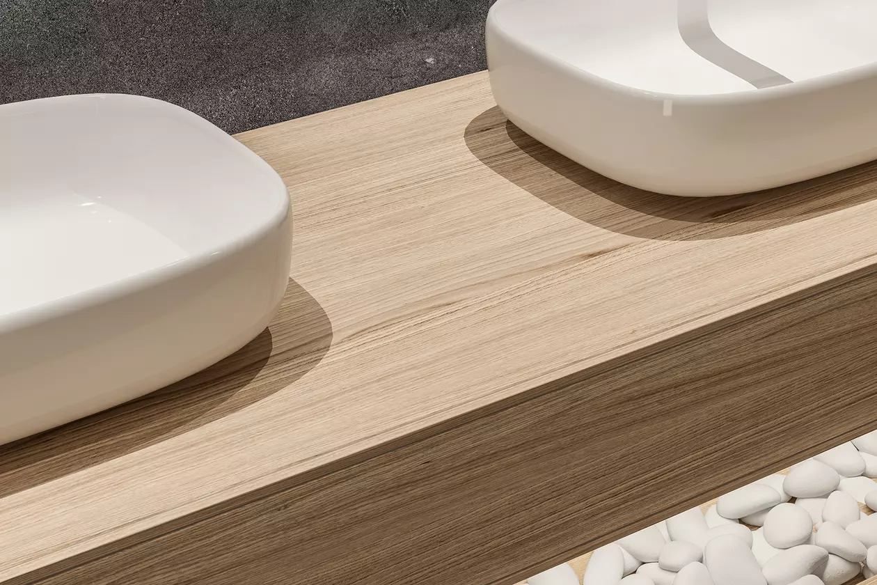 Washbasin in wood look