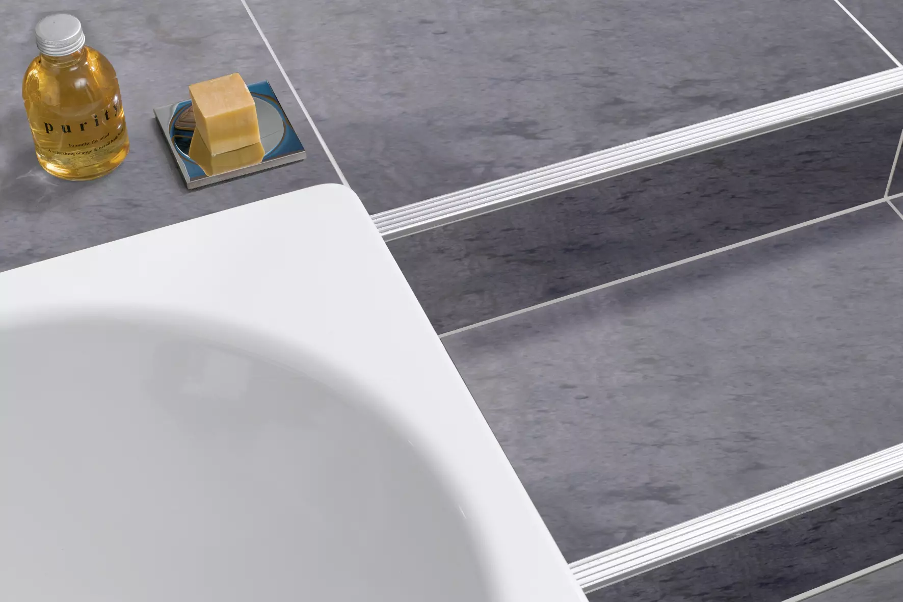 Small steps in the bathroom for getting into the bathtub