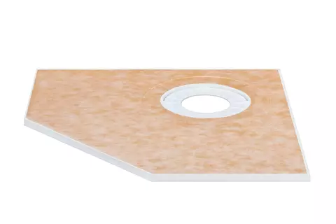 Vue du receveur avec pente Schl&uuml;ter-KERDI-SHOWER-TT pour le drainage ponctuel centralis&eacute; ou d&eacute;centralis&eacute;.