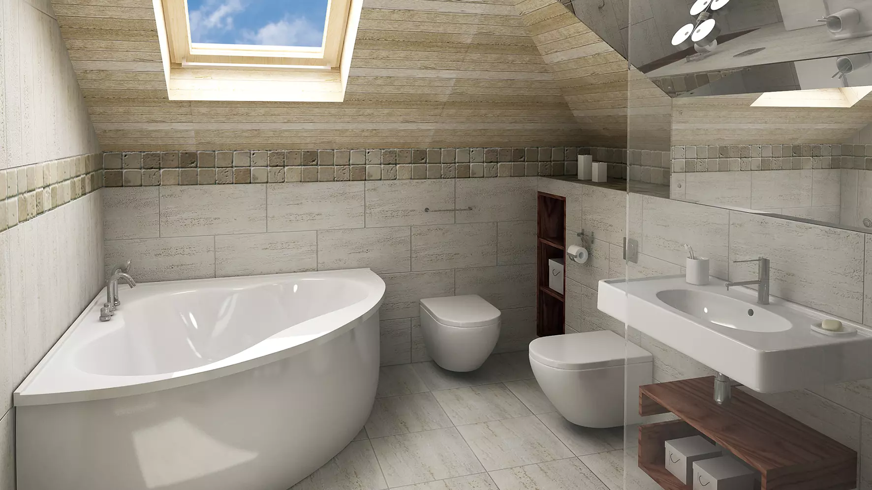 Afbeelding van een kleine badkamer als plaats van gebruik voor DITRA-HEAT-E