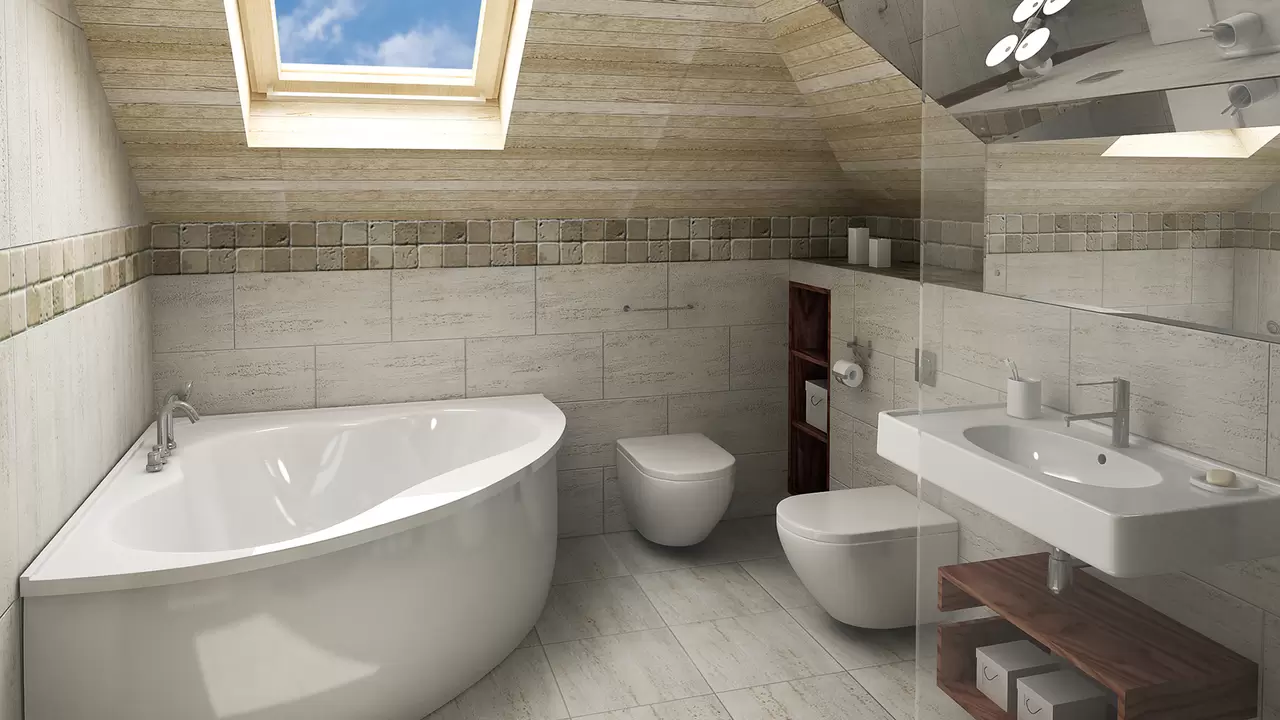 Una vista de un peque&ntilde;o cuarto de ba&ntilde;o como lugar de utilizaci&oacute;n de DITRA-HEAT-E