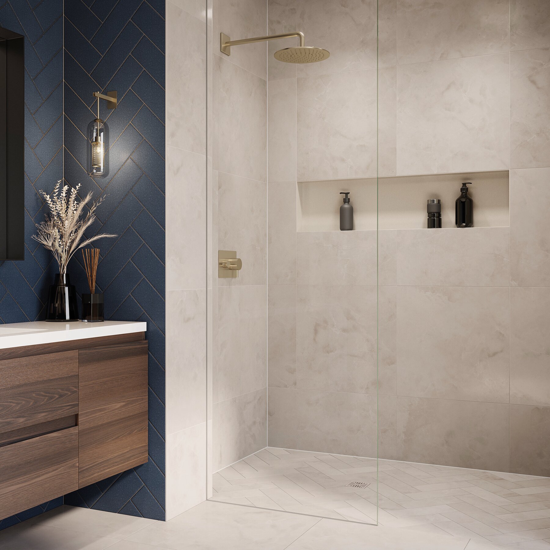 KERDI-DRAIN QUAD en crema | Ideas para duchas de lujo